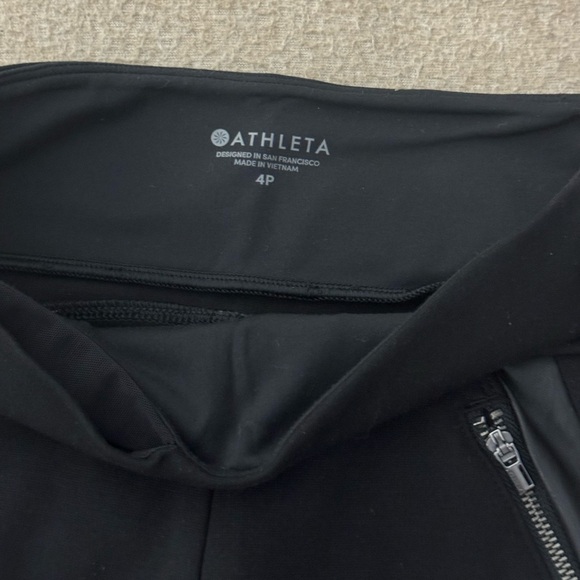 Athleta Sienna Women Black Side Stripe Ponte Pants Moto Leggings Size 4P - Picture 4 of 10